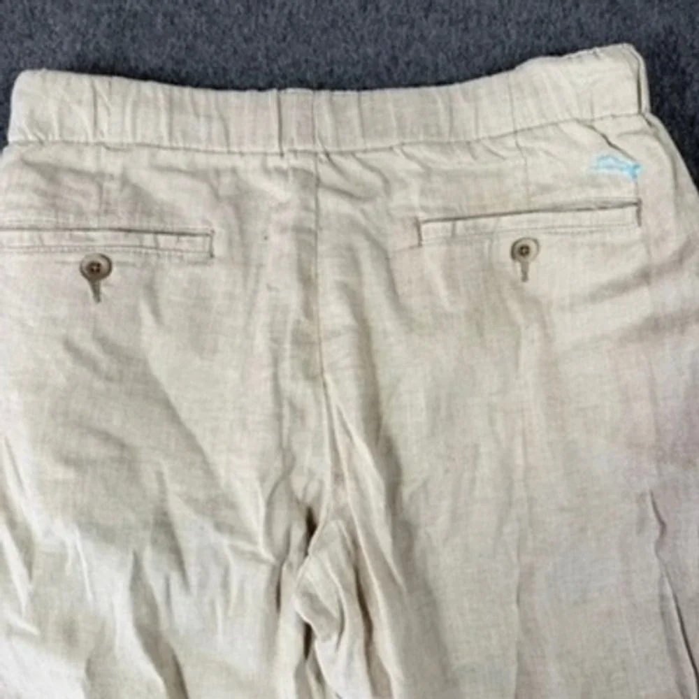 Tommy Bahama Mens Beige Linen Blend Elastic Waist Relaxed Straight Pants Size M